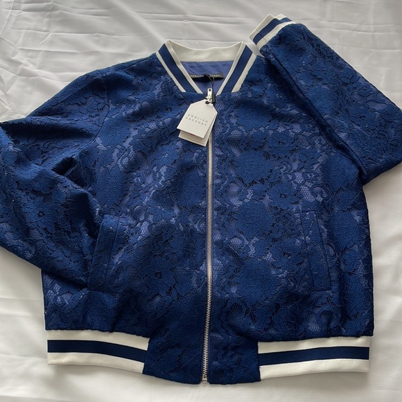 English Factory Bomber Varsity Lace Shell Jacket Womens Sz M NWT* - Picture 14 of 14